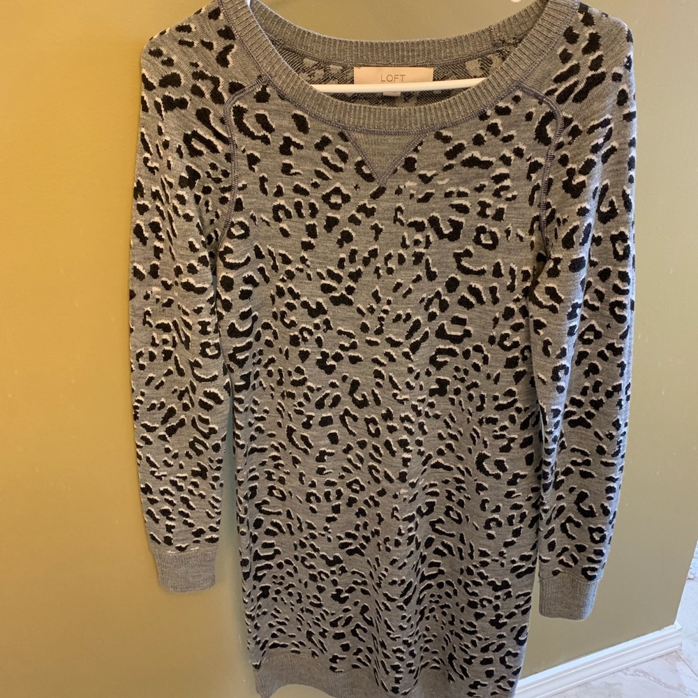 Grey and black cheetah sweater dress